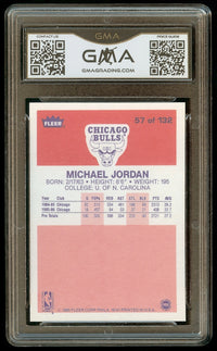 1986-87 FLEER BASKETBALL #57 MICHAEL JORDAN ROOKIE REPRINT GMA 10
