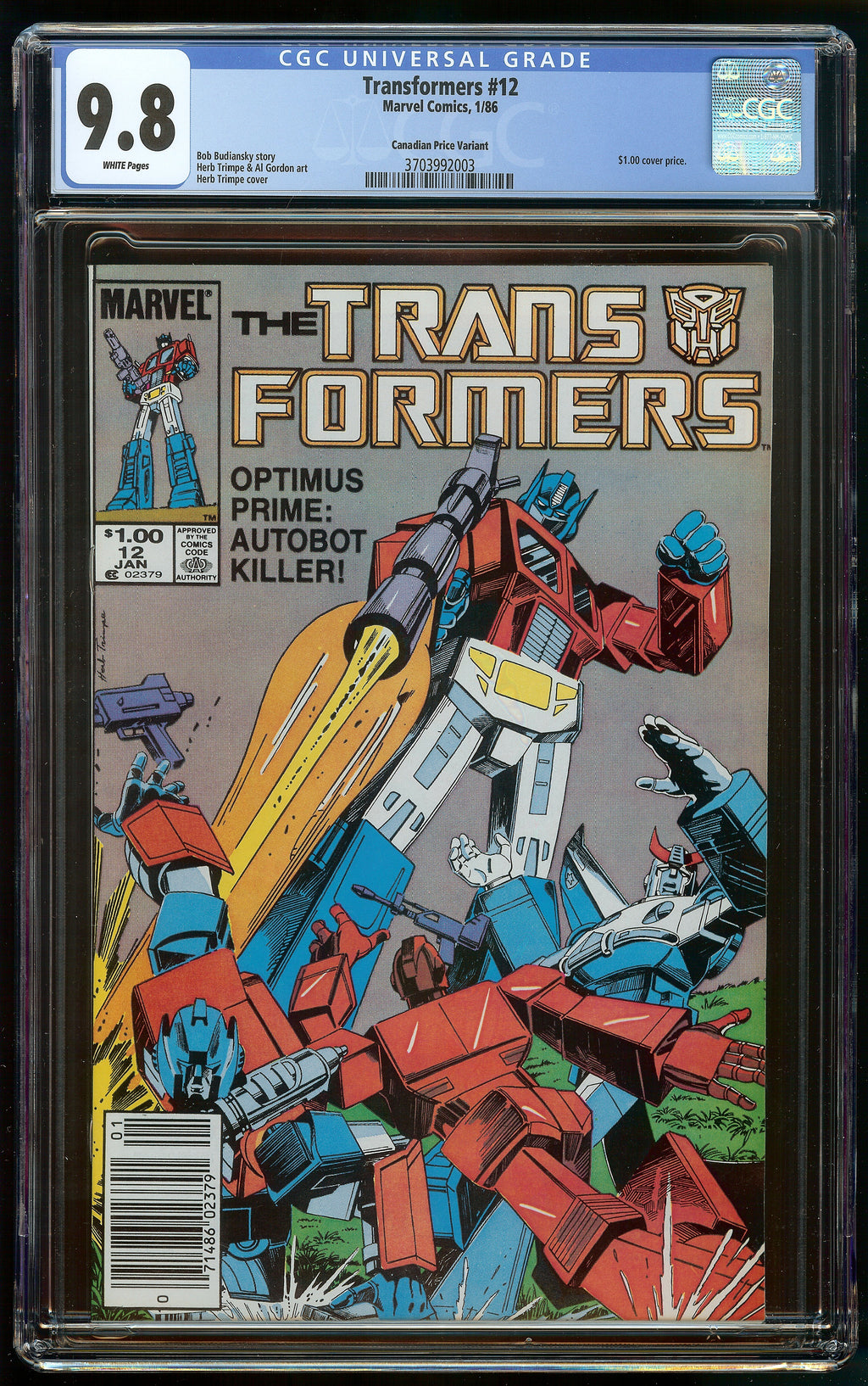 TRANSFORMERS #12 CANADIAN PRICE VARIANT (CPV) CGC 9.8