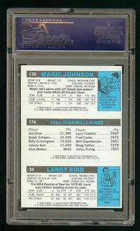 1980-81 TOPPS BASKETBALL LARRY BIRD / MAGIC JOHNSON / JULIUS ERVING ROOKIE AUTO PSA 10